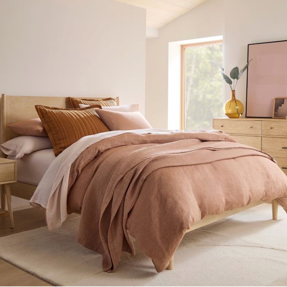 West Elm Linen Duvet Cover Full/Queen Terracotta Melange